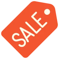 a red sale tag with the word sale