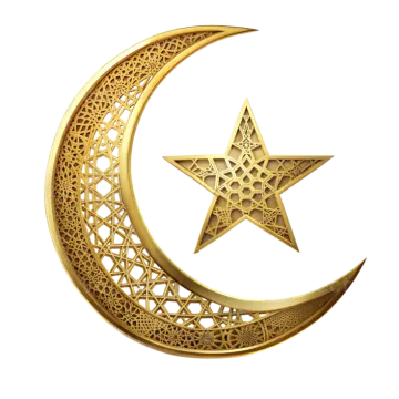a golden crescent with a star in the middle