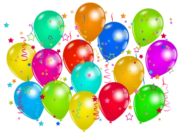 a bunch of colorful balloons with stars