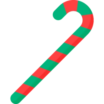 a candy cane with red and green stripes