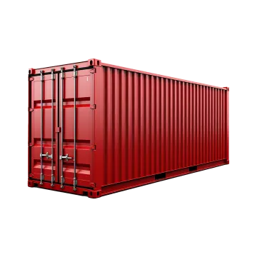 a red shipping container on a white background