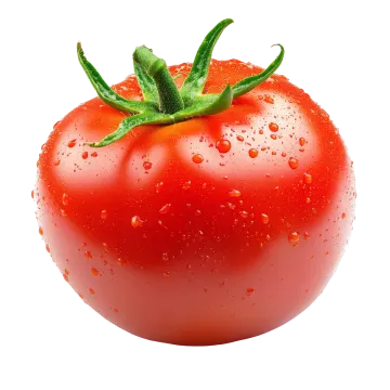 a red tomato with water droplets on it
