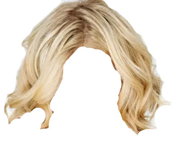 a woman with blonde hair on a white background