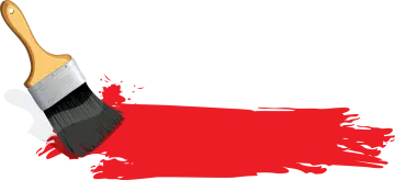 a brush with red paint on it