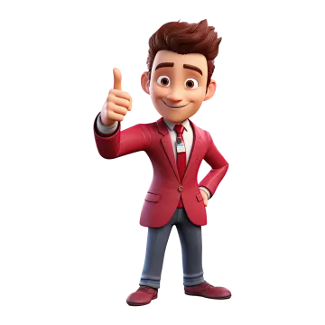 a cartoon character in a suit and tie giving a thumbs