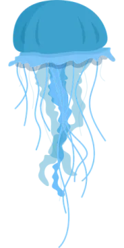 a blue jellyfish swimming in the ocean