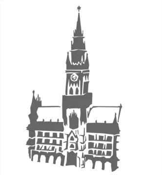 a black and white image of a castle
