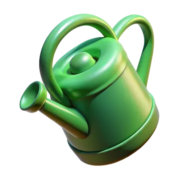a green watering with a white background