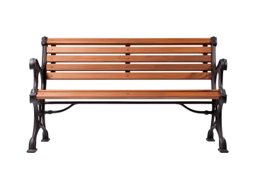a wooden bench on a white background