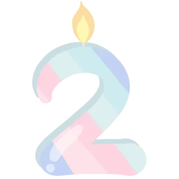 a birthday candle with the number 2 on it