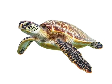 a green sea turtle on a white background