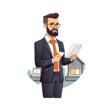 a man in a suit and tie holding a clipboard