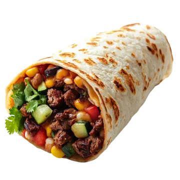 a burritoa filled with meat and vegetables