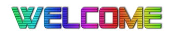 the word welcome in rainbow colors on white background
