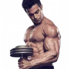 a man is holding a dumb bar