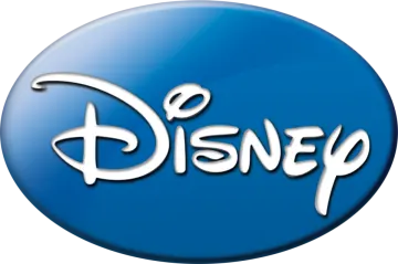 the disney logo on a blue button