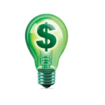 a light bulb with a dollar sign inside