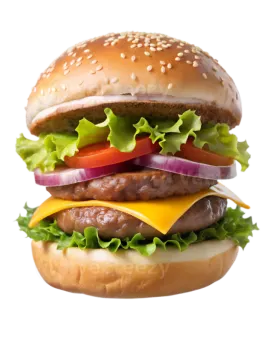a hamburger on a white background