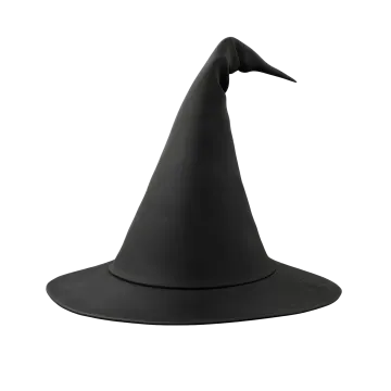 a black witch hat on a white background