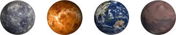 a row of planets in different colors