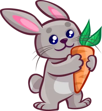a cartoon rabbit holding a carrot