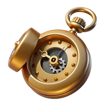 a gold pocket watch with an open dial