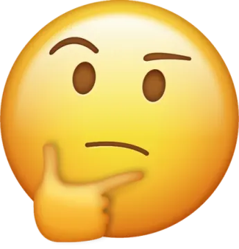 a smiley face with a finger on it's cheek