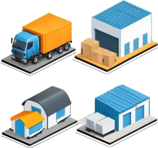a set of different types of shipping trucks