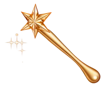 a golden star wand on a white background