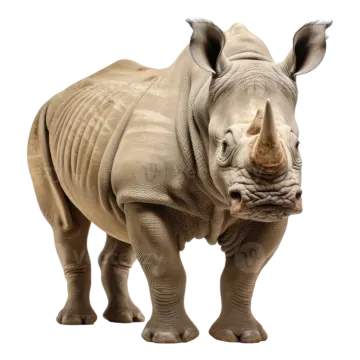 a rhino standing in front of a white background