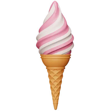 an ice cream cone with pink and white stripes