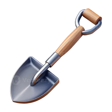 a shovel with a wooden handle