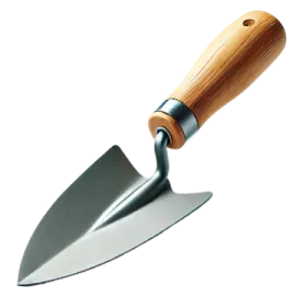 a shovel with a wooden handle