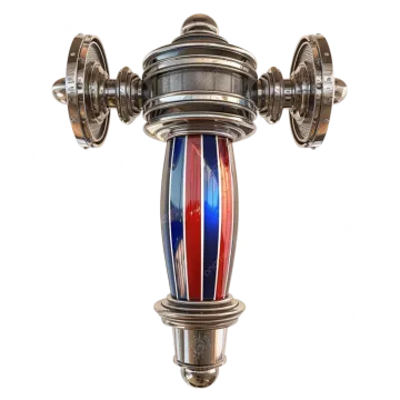 a close up of a metal object with red, white and blue stripes