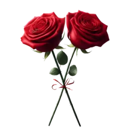 two red roses on a white background