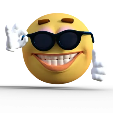 a yellow smiley with sunglasses on it's face