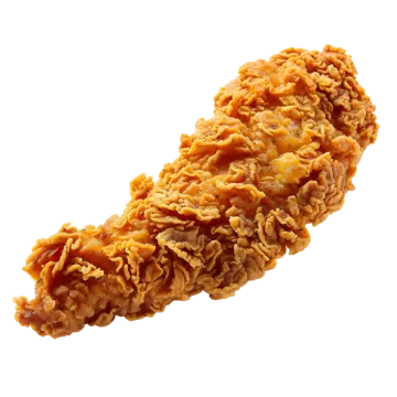 a piece of fried chicken on a white background