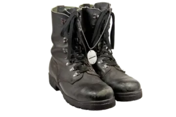 a pair of boots with chains on them