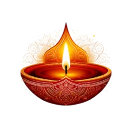 an illustration of a red and gold oil lamp