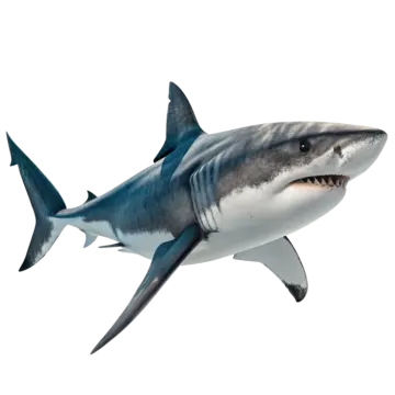3d rendering of a great white shark isolated against a white background