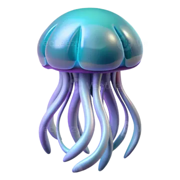 a blue jellyfish on a white background