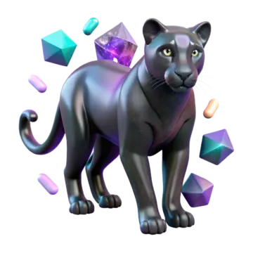 a black cat standing in front of a diamond