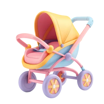 a baby stroller with pink and blue wheels