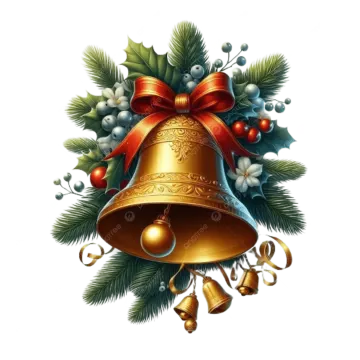 a christmas bell with holly and bells