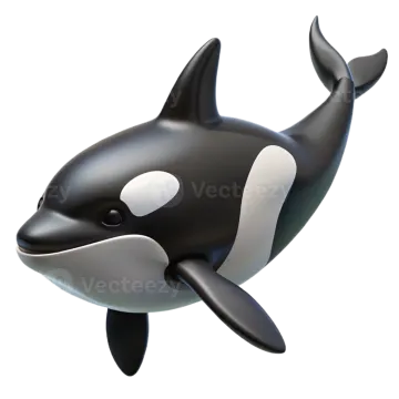 a black and white orca in the air