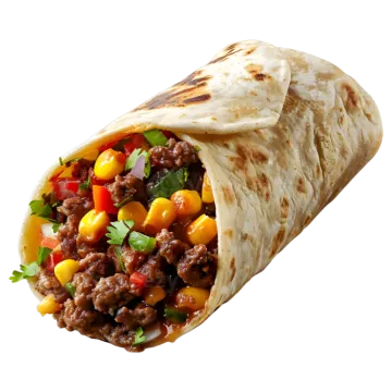 a burritoa filled with meat and vegetables