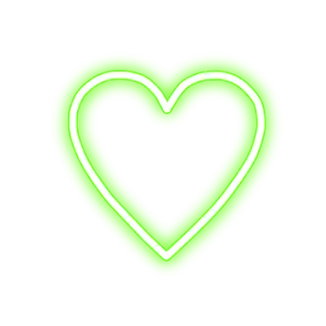 a neon heart on a white background