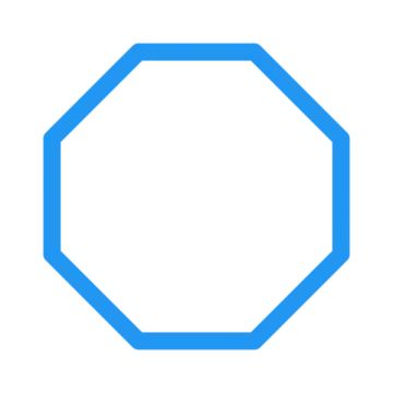 a blue hexagon on a white background