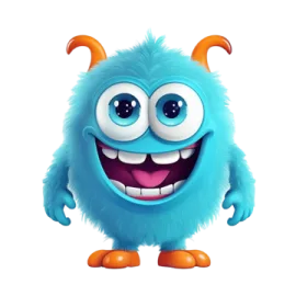 an image of a blue monster with big eyes