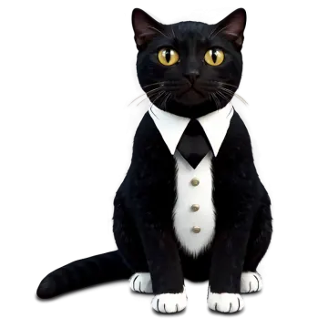 a black and white cat wearing a tie